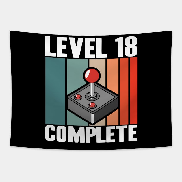 Level 18 Complete 18th Birthday 18 Years Gamer 2002 Tapestry by Kuehni