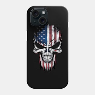 Rebellious Patriotism: Sinister Grin Skull Design Phone Case