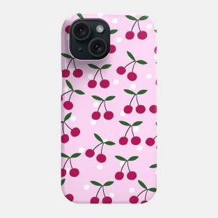 Cute Cherry Pattern on Pink Background Phone Case