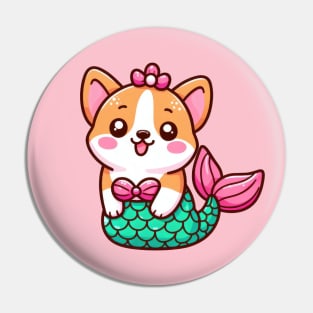 Kawaii corgi girl mermaid Pin