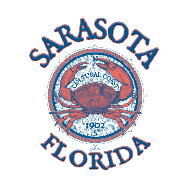 Sarasota, Florida with Stone Crab on Wind Rose (Two-Sided) by jcombs