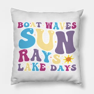 Boat Waves Sun Rays Lake Days, Summer, Retro Summer, Hello Summer, Beach Pillow