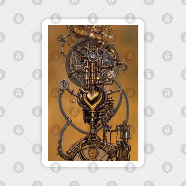 Steampunk mechanical heart Magnet by Dendros-Studio