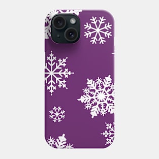 Snowflakes on Purple background Phone Case