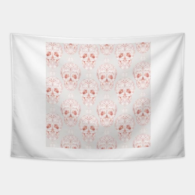 Blushing rose skulls Tapestry by RoseAesthetic