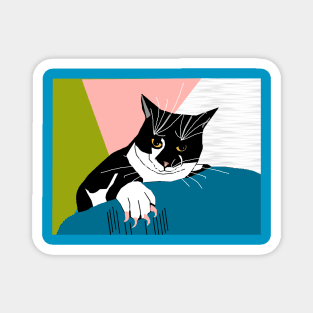 Cute Tuxedo Cat with claws, evil cat  Copyright TeAnne Magnet