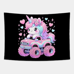 Monster Truck Unicorn Birthday Party Monster Truck Girl Tapestry