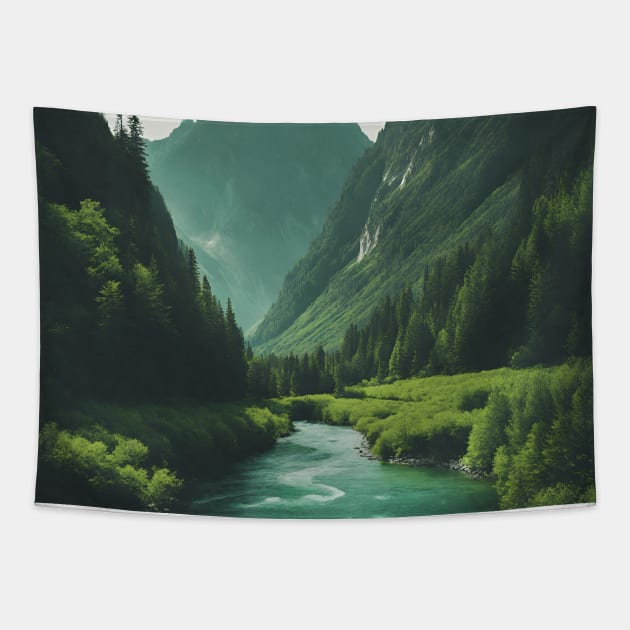 Emerald Valley Tapestry by Alihassan-Art