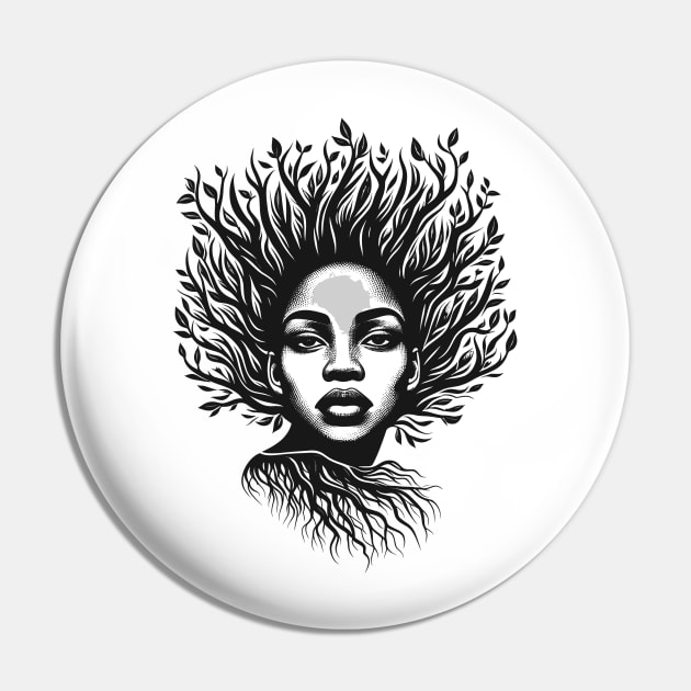 Afrocentric Woman Tree Roots Pin by Graceful Designs