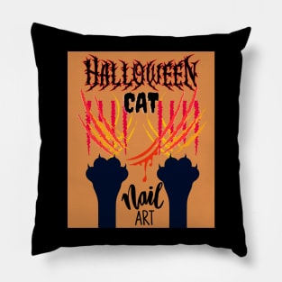 Halloween Cat Nail Art Pillow