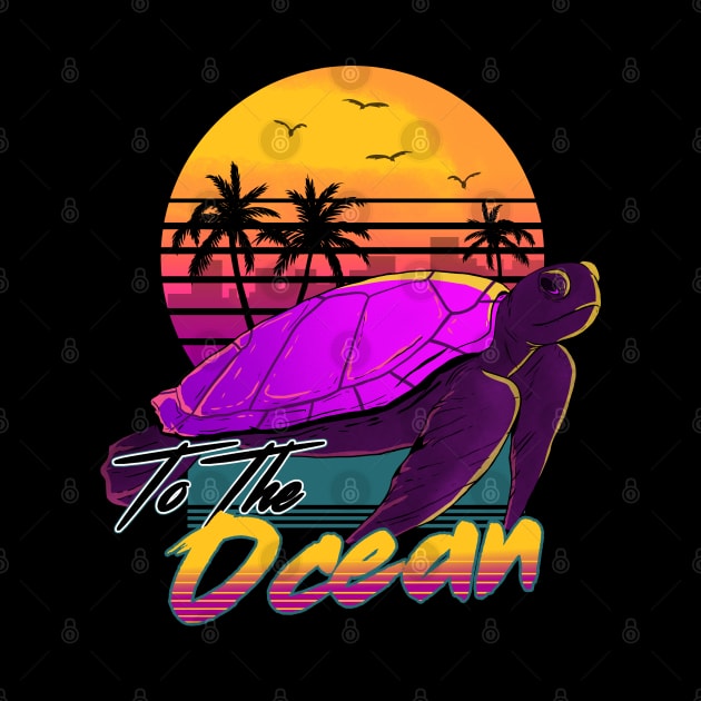 Vsco Girl Sea Turtle Synthwave Vaporwave ocean Retro Wave by A Comic Wizard