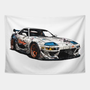 japanese vintage old school sport car manga anime art style Tapestry