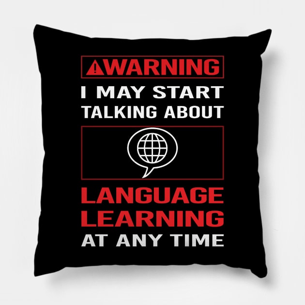 Red Warning Language Learning Pillow by relativeshrimp