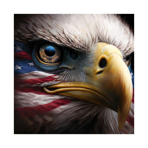 USA, Bald Eagle, America, American Flag, by thewandswant