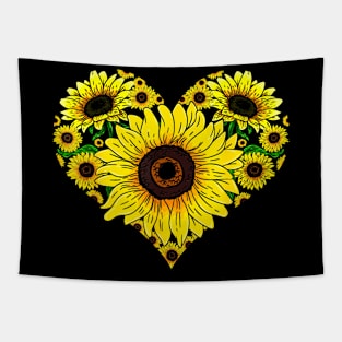 Beautiful Sunflower Lover Gardener Hippie Heart Sunflower Tapestry