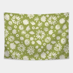 Green Retro Floral Pattern Tapestry