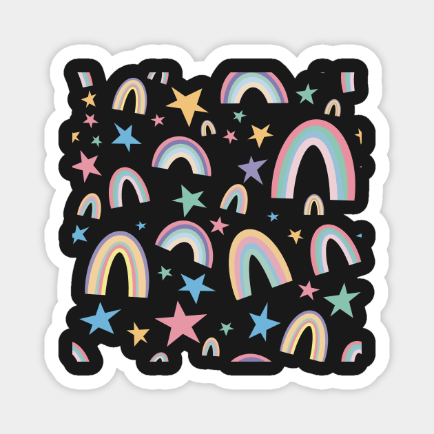 Rainbows and stars - naïve or childish art for cool people. Great for nurses and teachers. Wear it with pride. Magnet by mivpiv