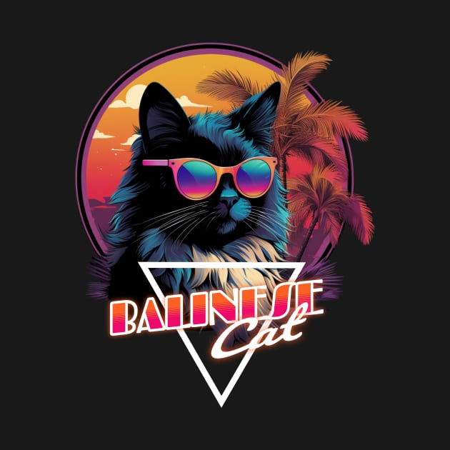 Retro Wave Balinese Cat Miami Shirt by Miami Neon Designs