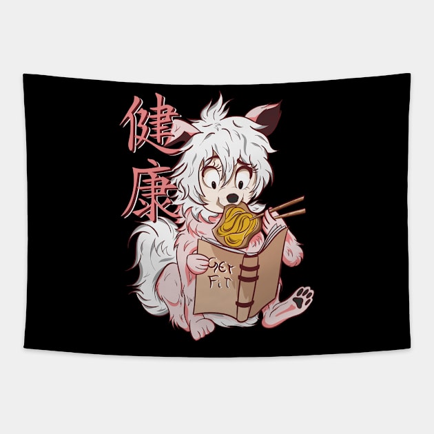 The cutest Japanese dog 6 - How to get fit - Peanut butter version Tapestry by Yabisan_art