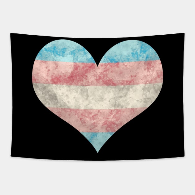 Trans Pride Heart - Watercolor Tapestry by MeowOrNever