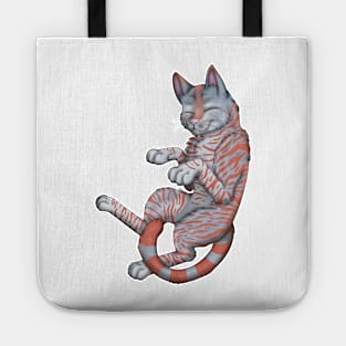 Red on Blue Tabby Shorthair Tote