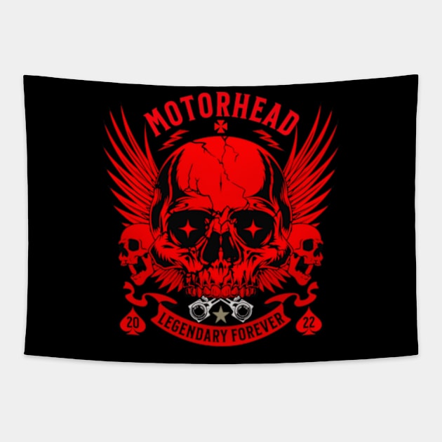 skull motorhead forever retro red Tapestry by girls store