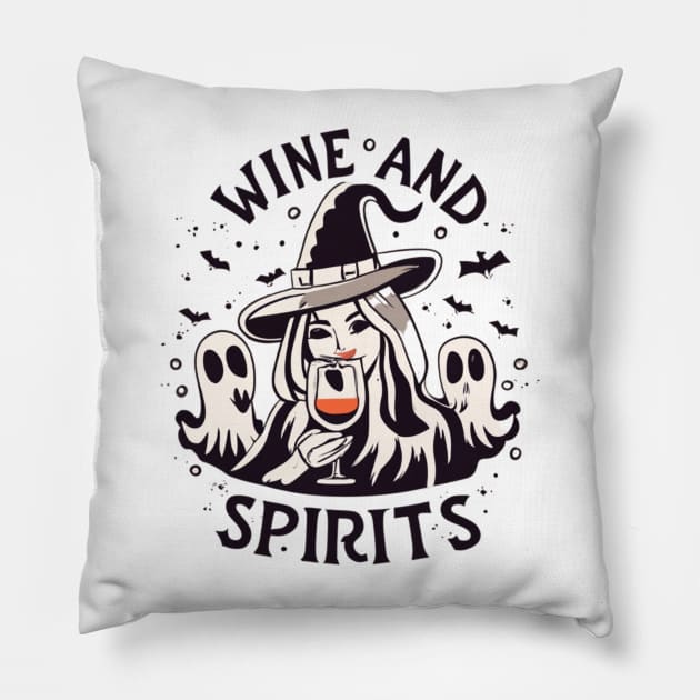 Wine and Spirits Halloween Witch Pillow by Afternoon Leisure