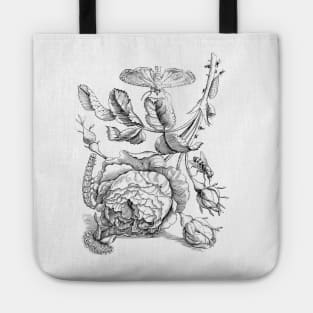 Rose Flowers with Moth Vintage Botanical Illustration Tote