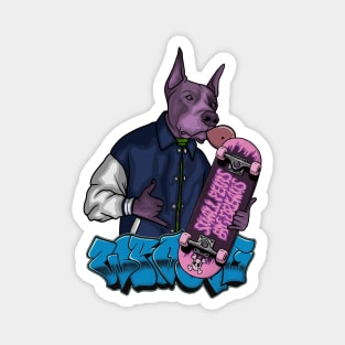 Crazy Dog with Skateboard Magnet