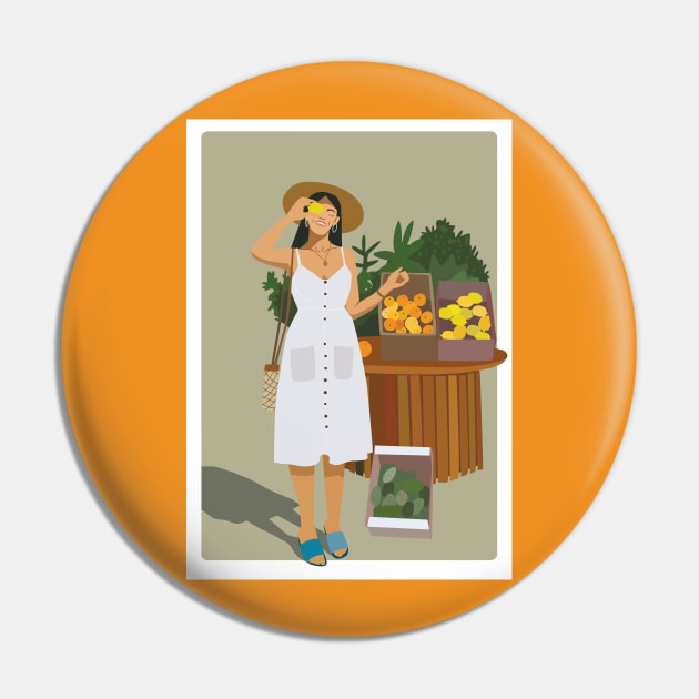 Summer Fruit Girl Pin by JunkyDotCom