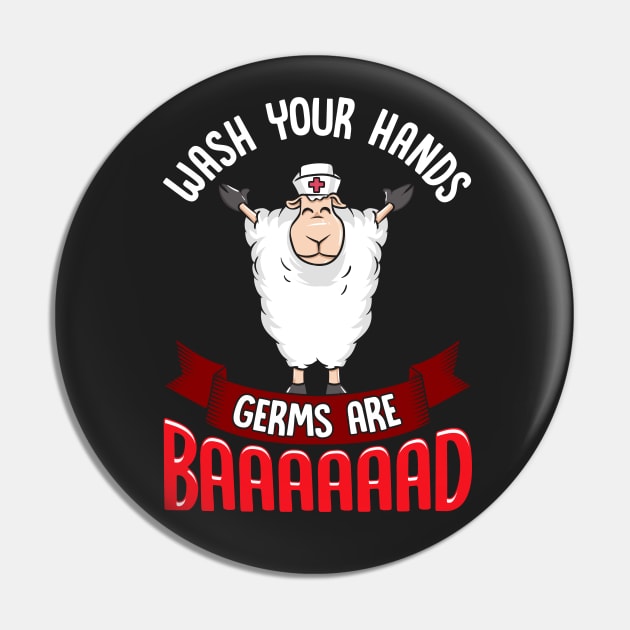 Wash Your Hands Germs Are Bad Nurse Sheep Pin by Ramadangonim