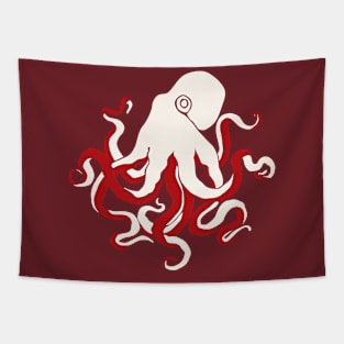 Red and white octopus Tapestry