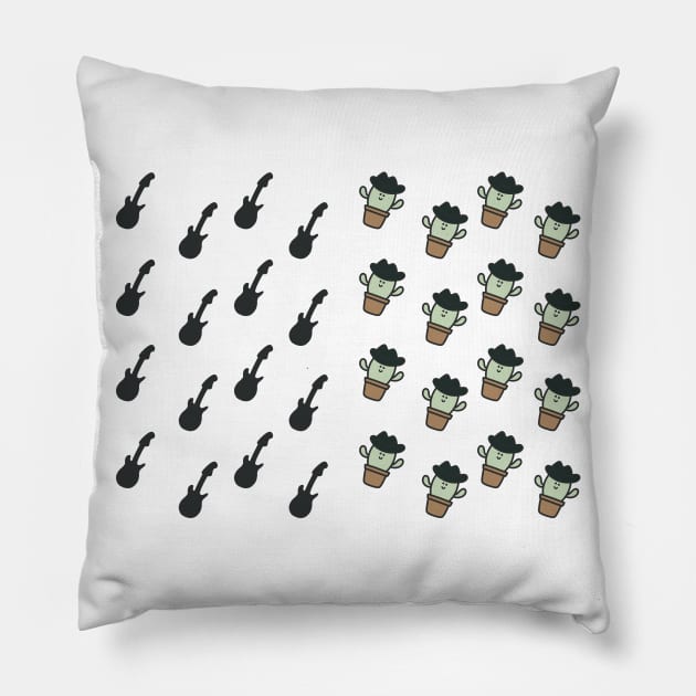 Guitars and Cowboy Cacti Pillow by djchikart