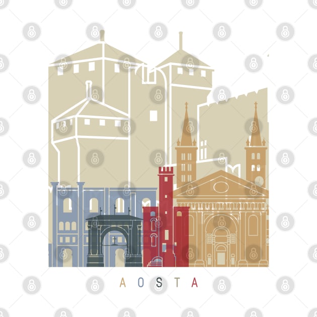 Aosta skyline poster by PaulrommerArt