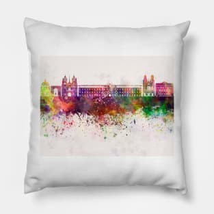 Dijon skyline in watercolor background Pillow