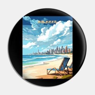 Brazilian Beach with chair Travel Art Print Pin