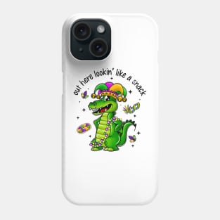 Out Here Lookin Like A Snack Boujee Crocodile, Crocodile Mardi Gras, Funny Mardi Gras Phone Case