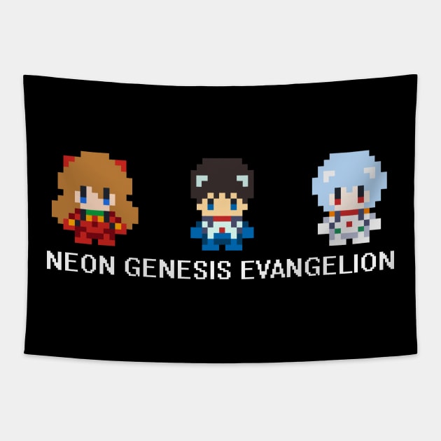 8 bit Neon Genesis Evangelion Tapestry by JamesCMarshall