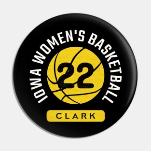 Caitlin Clark Iowa Women's Basketball Yellow Distressed Jersey Number 22 Cool and Cute Circular Design BASKETBALL-9 Pin