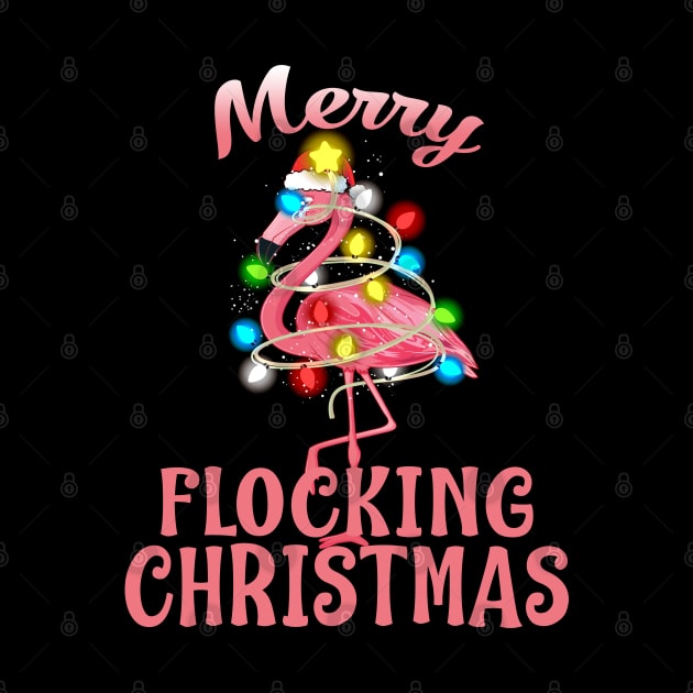 Merry Flocking Christmas Santa Flamingo Xmas by intelus