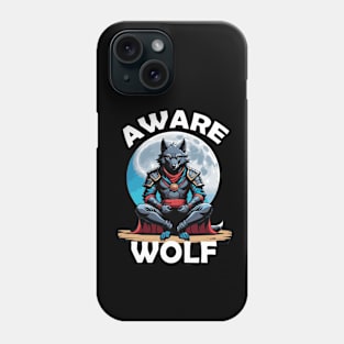 Night's Zen: Aware Wolf in Moonlight Phone Case