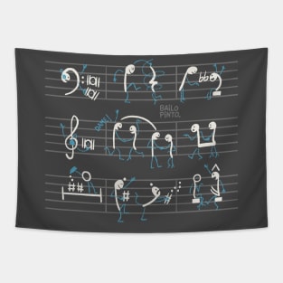 Musical notes dancing (black edition) Tapestry