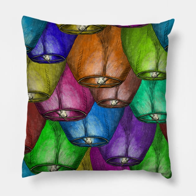 Lantern Festival Pillow by Greydn