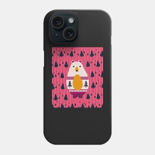 Bear, stripes and fir forest in pink Phone Case