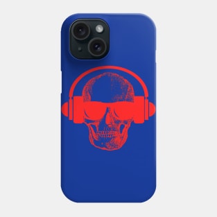 Skull And Phones, Red Phone Case