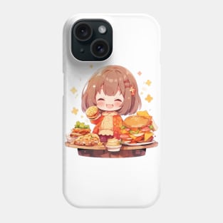 Cute chibi girl eat happily anime Phone Case