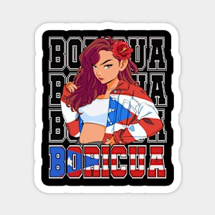 Boricua Puerto Rican Girl Latina Puerto Rico Flag Magnet