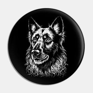 German Shepherd dog face drawing white Pin