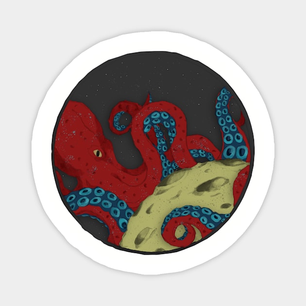 that the moon is being eaten by a giant octopus? Magnet by LeahHa