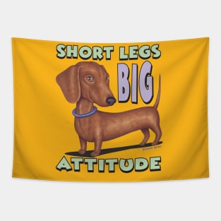 Cute Brown Doxie  with classic pose short legs big attitude Tapestry